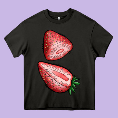 Strawberries 1 Heavy Core Tee Designed By Bundleandbundleshop