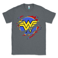 Charcoal Heather tear off wonder woman shield Classic Tee - artisFamous