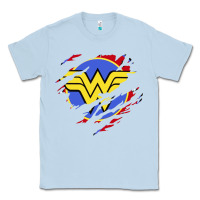 Dusty Blue tear off wonder woman shield Classic Tee - artisFamous
