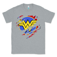 Heather Grey tear off wonder woman shield Classic Tee - artisFamous