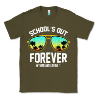 Army Green school out forever retired teacher retro summer Classic Tee - artisFamous