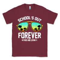 Burgundy school out forever retired teacher retro summer Classic Tee - artisFamous