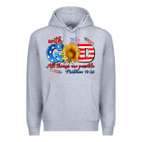 Heather Grey with god all things are possible usa Premium Hoodie - AdoDesignShop