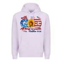 Lilac with god all things are possible usa Premium Hoodie - AdoDesignShop
