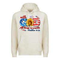 Oatmeal Heather with god all things are possible usa Premium Hoodie - AdoDesignShop