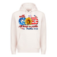 Pale Pink with god all things are possible usa Premium Hoodie - AdoDesignShop
