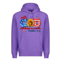 Purple with god all things are possible usa Premium Hoodie - AdoDesignShop