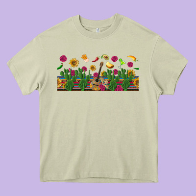 Mexican Sombrero Guitar Rose Cactus Libbey  Cup Heavy Core Tee Designed By Bundleandbundleshop