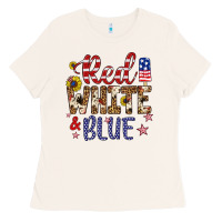 Bone red white and blue Ladies Tee - Artiststas