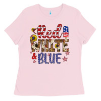 Bubblegum Pink red white and blue Ladies Tee - Artiststas