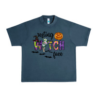 Midnight Navy Resting Witch Face Urban Heavy Tee - CowhideDigitalArt