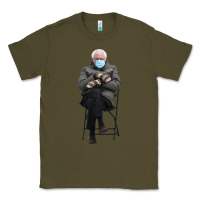 Army Green bernie sitting in the cold with mittens meme Classic Tee - artisFamous