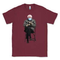 Burgundy bernie sitting in the cold with mittens meme Classic Tee - artisFamous