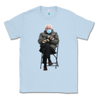 Dusty Blue bernie sitting in the cold with mittens meme Classic Tee - artisFamous