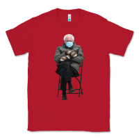 Red bernie sitting in the cold with mittens meme Classic Tee - artisFamous