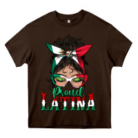 Chocolate Brown proud latina messy bun mama Heavy Core Tee - BundleAndBundleShop