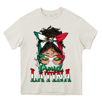 Cream proud latina messy bun mama Heavy Core Tee - BundleAndBundleShop