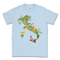 Dusty Blue Italy map Classic Tee - artisFamous
