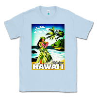 Dusty Blue hawaii hula girl Classic Tee - artisFamous