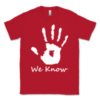 Red skyrim dark brotherhood we know hand novelty kids mens womens t shirt Classic Tee - artisFamous