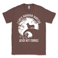 Chestnut i love horror movies and my corgi funny corgi Classic Tee - artisFamous