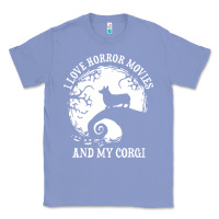 Colony Blue i love horror movies and my corgi funny corgi Classic Tee - artisFamous