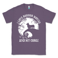 Lavender i love horror movies and my corgi funny corgi Classic Tee - artisFamous