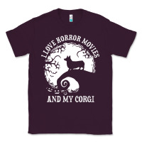 Plum i love horror movies and my corgi funny corgi Classic Tee - artisFamous