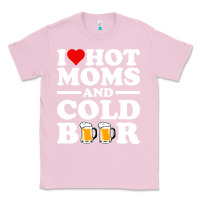 Bubblegum Pink i love heart hot moms cold beer funny adult drinking joke Classic Tee - artisFamous