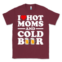 I Love Heart Hot Moms Cold Beer Funny Adult Drinking Joke Classic Tee | Teevron
