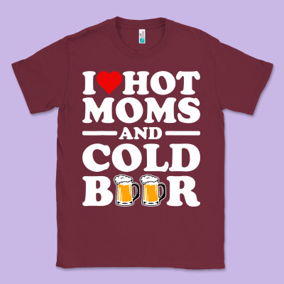 I Love Heart Hot Moms Cold Beer Funny Adult Drinking Joke Classic Tee Designed By Artisfamous