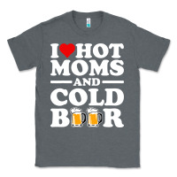 Charcoal Heather i love heart hot moms cold beer funny adult drinking joke Classic Tee - artisFamous