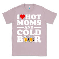 Lilac i love heart hot moms cold beer funny adult drinking joke Classic Tee - artisFamous