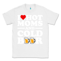 White i love heart hot moms cold beer funny adult drinking joke Classic Tee - artisFamous