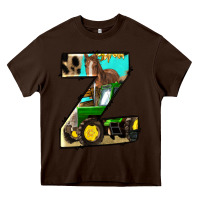 Chocolate Brown farm life alphabet lowercase letters z Heavy Core Tee - BundleAndBundleShop