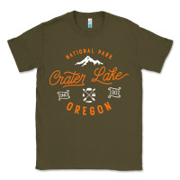 Army Green crater lake oregon national park vintage retro Classic Tee - artisFamous
