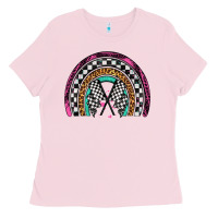 Bubblegum Pink race leopard rainbow Ladies Tee - Artiststas