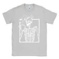 Moon Dust distressed skeleton vintage smiling skull drinking coffee Classic Tee - artisFamous