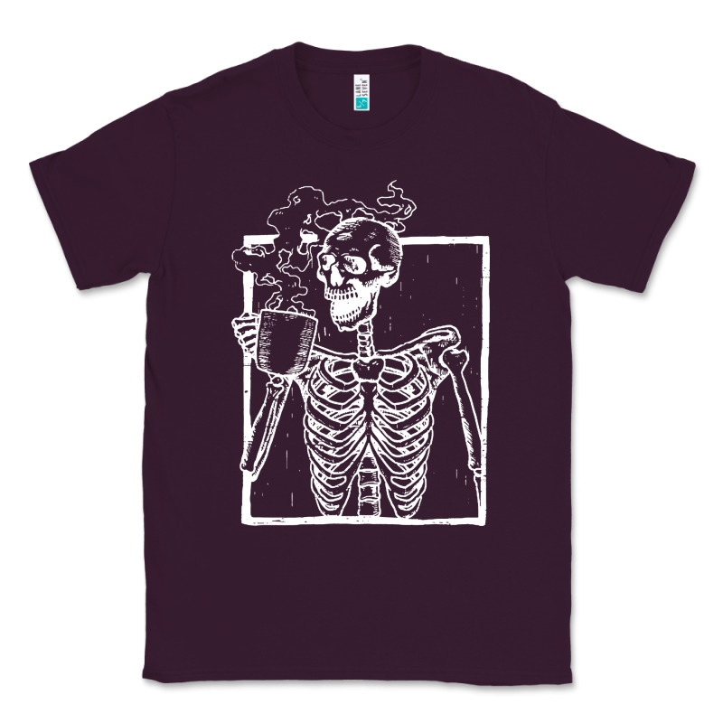 Distressed Skeleton Vintage Smiling Skull Drinking Coffee Classic Tee by artisFamous | Teevron