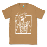 Toasted Coconut distressed skeleton vintage smiling skull drinking coffee Classic Tee - artisFamous