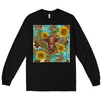 Black western highland cow Long Sleeve Tee - BarkalooDesign