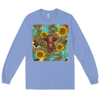 Colony Blue western highland cow Long Sleeve Tee - BarkalooDesign