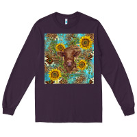 Plum western highland cow Long Sleeve Tee - BarkalooDesign