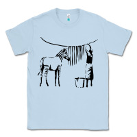 Dusty Blue Banksy Zebra Classic Tee - artisFamous