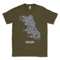 Army Green chicago typography neighborhood map Classic Tee - artisFamous