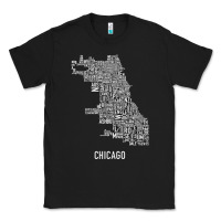 Black chicago typography neighborhood map Classic Tee - artisFamous