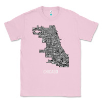Bubblegum Pink chicago typography neighborhood map Classic Tee - artisFamous