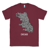 Burgundy chicago typography neighborhood map Classic Tee - artisFamous