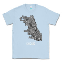 Dusty Blue chicago typography neighborhood map Classic Tee - artisFamous