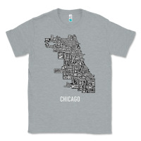 Heather Grey chicago typography neighborhood map Classic Tee - artisFamous